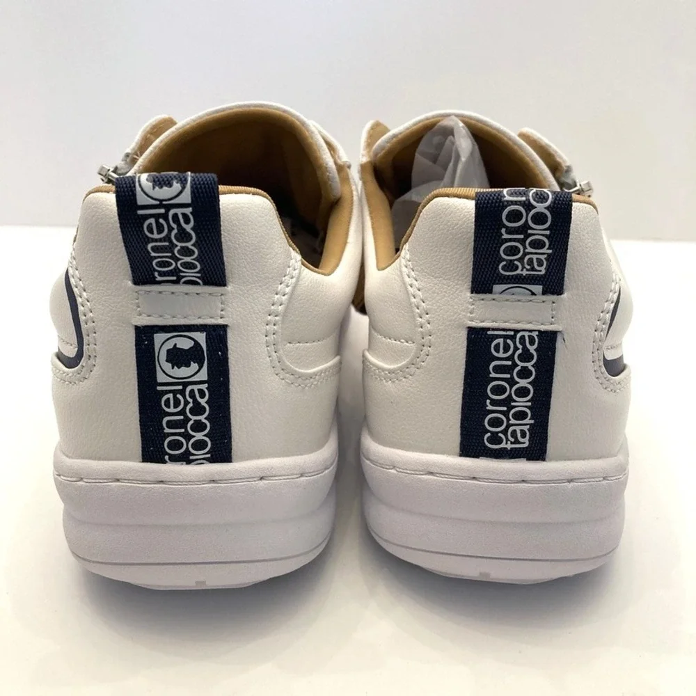 Coronel Tapiocca White Leather Walking Sneakers Zip Close EU 39 Womens 8‎